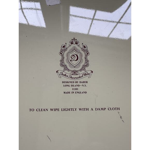 VTG Daher Decorated Ware Vanitas Painting 13” Round Metal Tray England/wreath - Picture 5 of 5